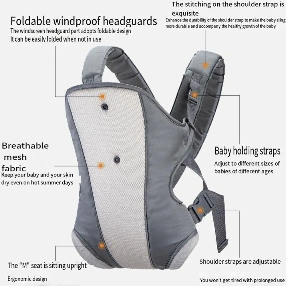 4-in-1 Ergonomic Baby Carrier with Hip Seat - Adjustable Newborn Kangaroo Wrap Breathable Front-Facing Baby Backpack