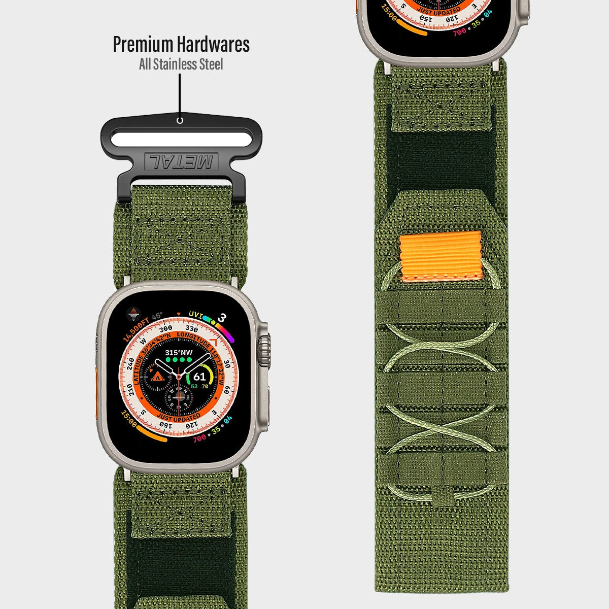 Tactical Nylon Strap for Apple Watch – Alpine Trail Loop Band for 40-49mm Series Ultra2, 11, 7-9, SE