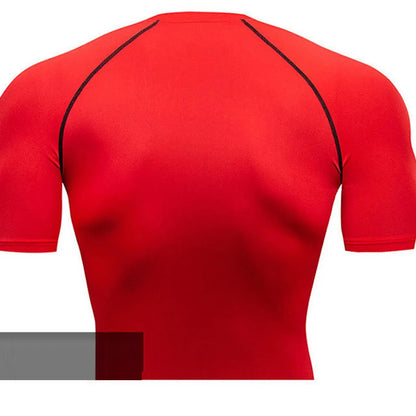 Men's Compression Running Shirt - Quick Dry Short Sleeve Fitness & Gym Training Top