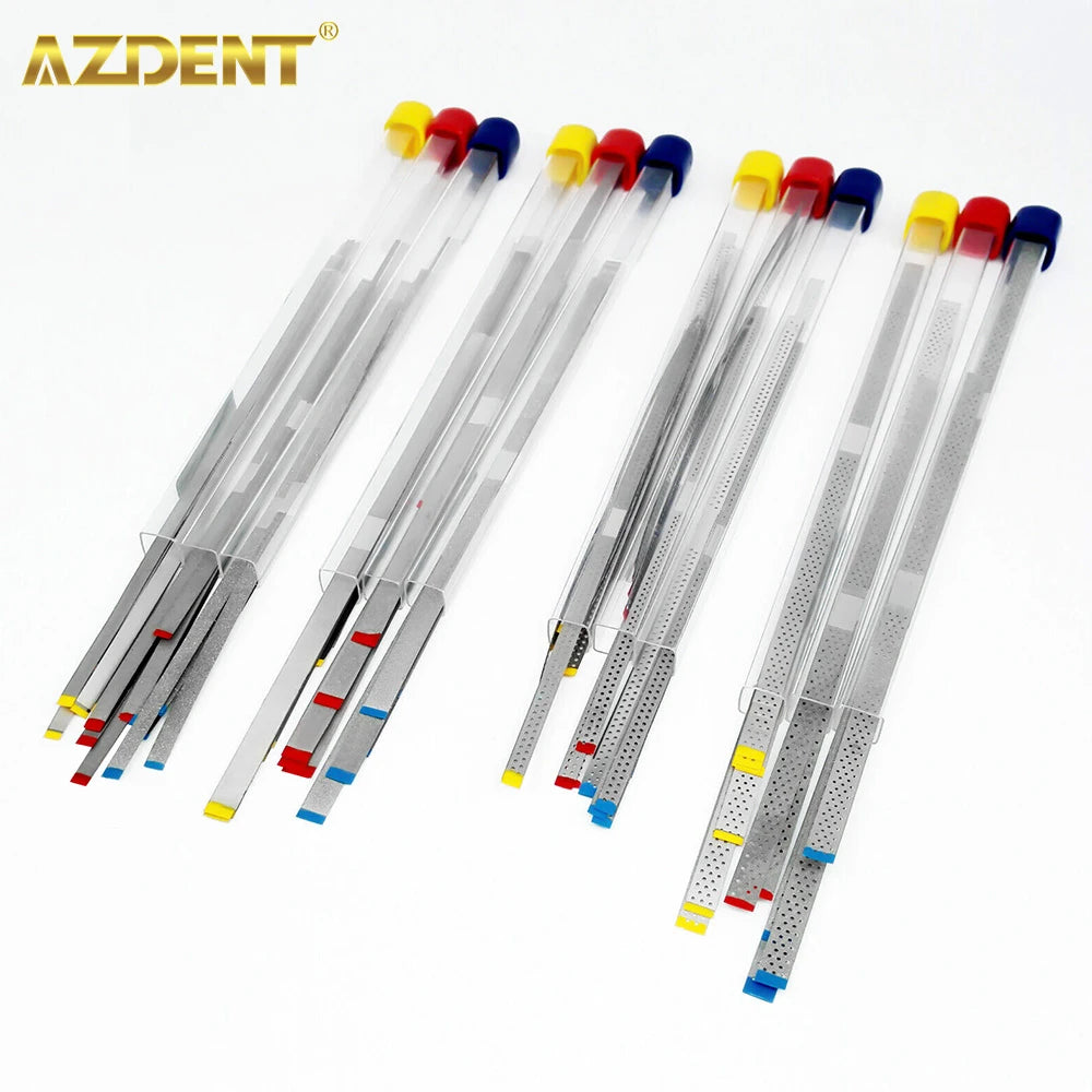 AZDENT Dental Diamond Polishing Strips – 5pc Stainless Steel Orthodontic IPR Fine & Medium Polish