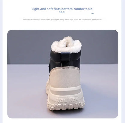 Women's Winter 2023 Flat Boots – Fleece-Lined High-Top Warm Cotton Shoes Hx-Q037