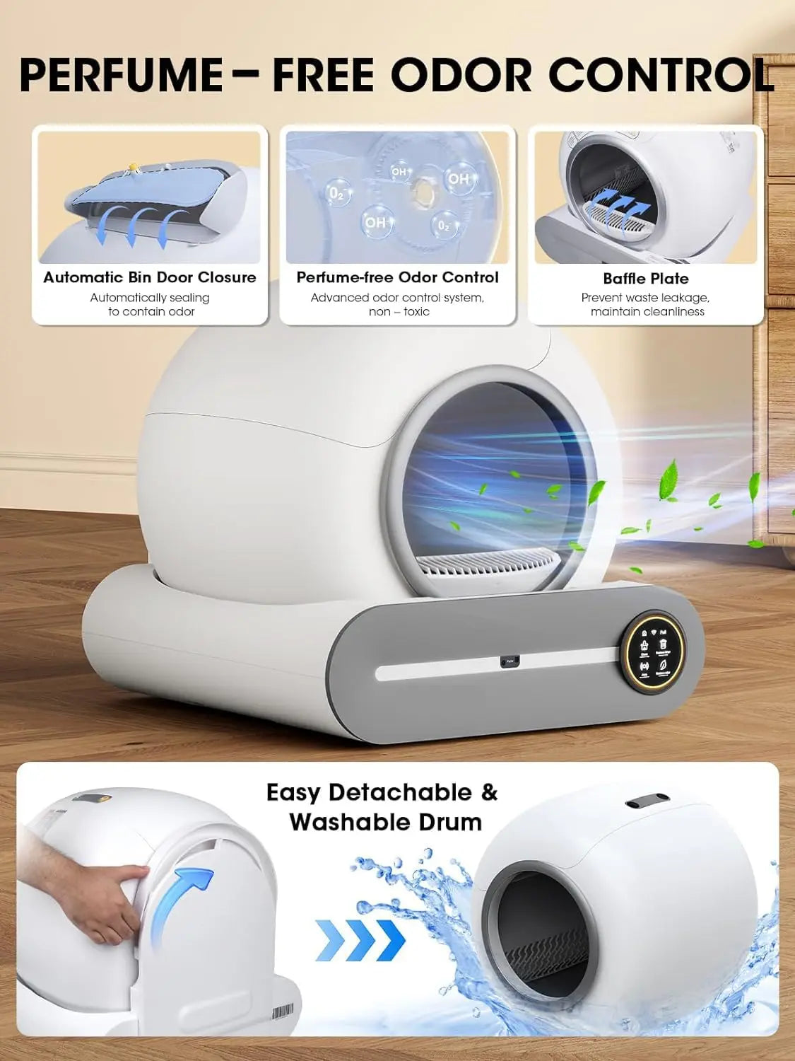 Tonepie 65L Automatic Smart Self-Cleaning Cat Litter Box – Fully Enclosed Pet Toilet Litter Tray, English Version
