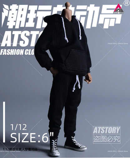 ATSTORY 1/12 Scale Hoodie & Pants Set — Male Clothes for 6" Soldier TBL SHF Action Figures & Dolls