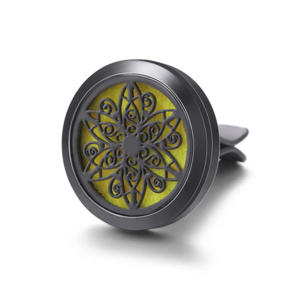 All-Black Tree of Life Car Air Freshener – Stainless Steel Aromatherapy Essential Oil Diffuser Locket Pendant