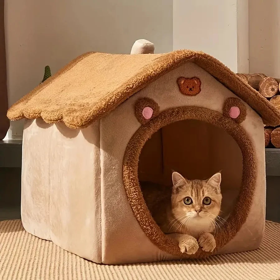 Foldable Pet House – Removable & Washable Cat & Small Dog Cave Sofa Bed for Small to Medium Pets