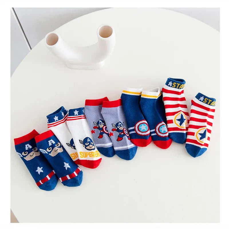 5 Pairs Spiderman Kids Socks – Anime Cartoon Short Socks for Boys & Girls, Summer & Spring Baby Boat Socks Gift for Ages 1-12 Years