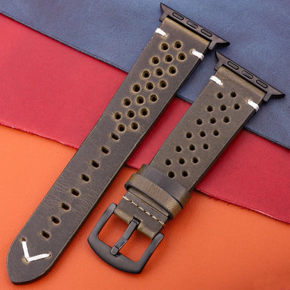 Genuine Leather Apple Watch Strap – Compatible with Series 7, 6, 5, 4, SE (40mm–49mm) for Men & Women
