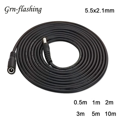 DC Extension Cable 5.5×2.1mm - Male to Female Power Adapter Cord for 5V, 12V & 24V CCTV Cameras and LED Strips, 1–10M