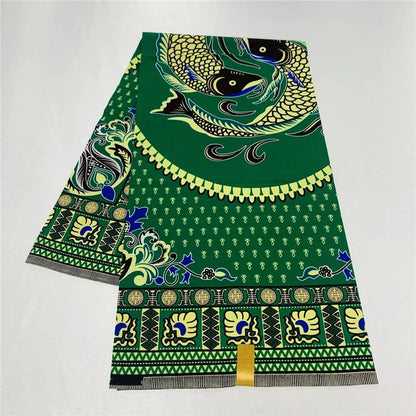 6 Yards African Real Wax Fabric - 100% Cotton Original Ankara Print for Party Dresses K121901