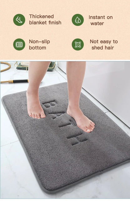 Anti-Slip Faux Cashmere Memory Foam Carpet – Super Absorbent Coral Fleece Floor Mat for Kitchen, Living Room & Bathroom