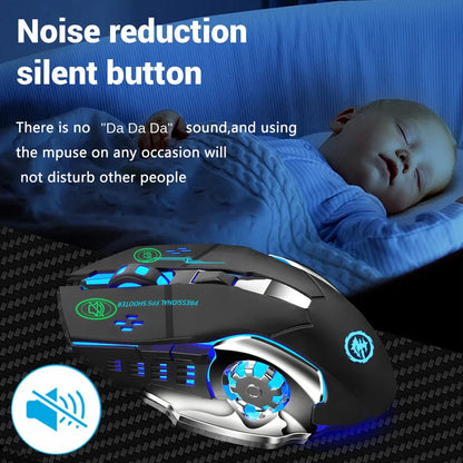 Rechargeable Wireless Gaming Mouse – Silent Bluetooth, USB, Mechanical E-Sports Backlight for PC Gamer