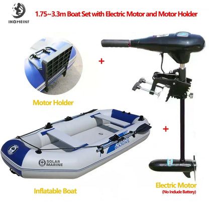1.75~3.3m Inflatable Boat with Electric Motor – Fishing, Drift Canoeing & River Water Sports for 1-5 Persons