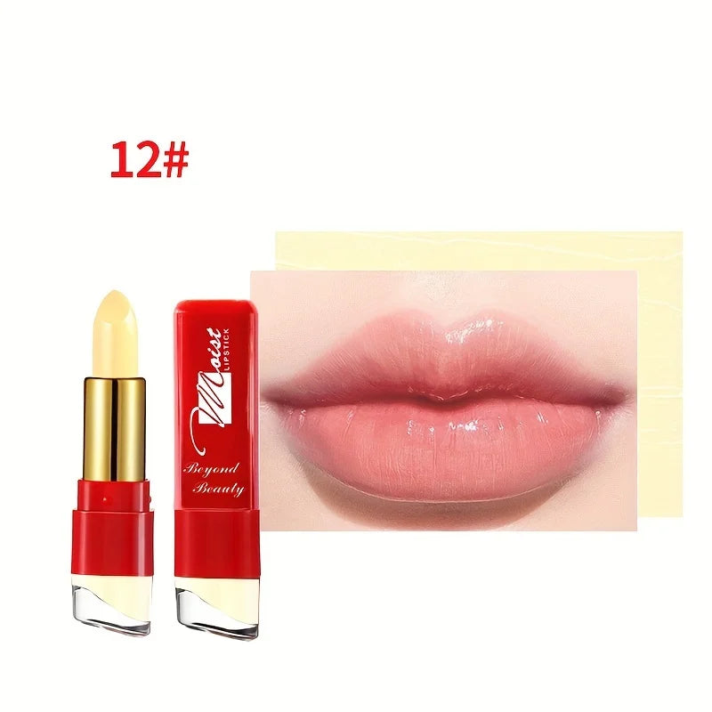 12 Colors Creamy Moisturizing Lipstick – Long-Lasting, Women & Schoolgirl Makeup for Beginners, Leaning Tower Lip Makeup