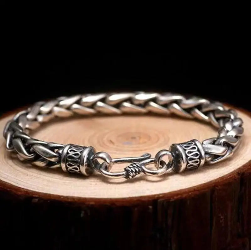 Ethnic Wind Dragon Bracelet – Vintage Silver Plated Cuff Bangle, Motorcycle Riding Charm Jewelry Gift for Men