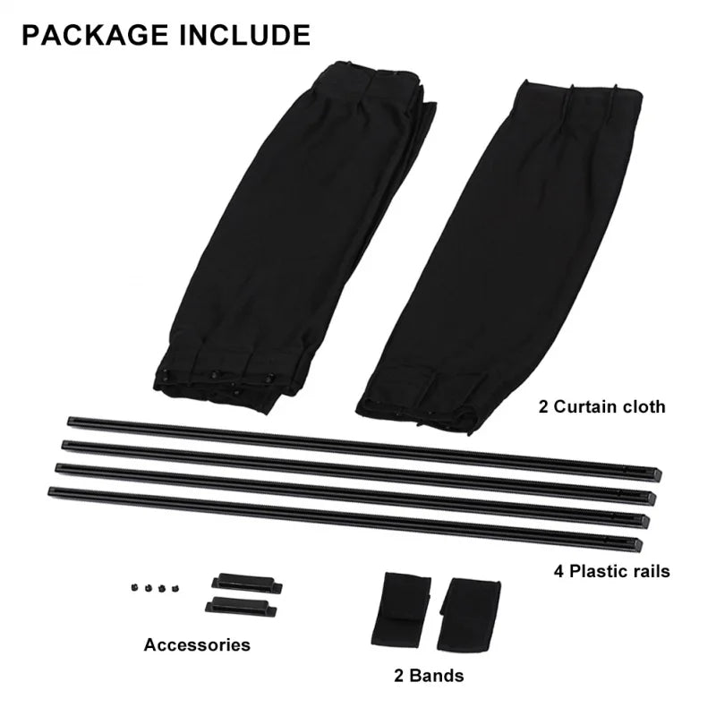 2pcs Universal Car Sun Shade Side Window Curtain: Foldable UV Protection Black Pure Cloth Visor Blinds Cover - Auto Car-Styling