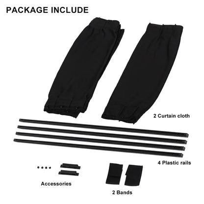 2pcs Universal Car Sun Shade Side Window Curtain: Foldable UV Protection Black Pure Cloth Visor Blinds Cover - Auto Car-Styling