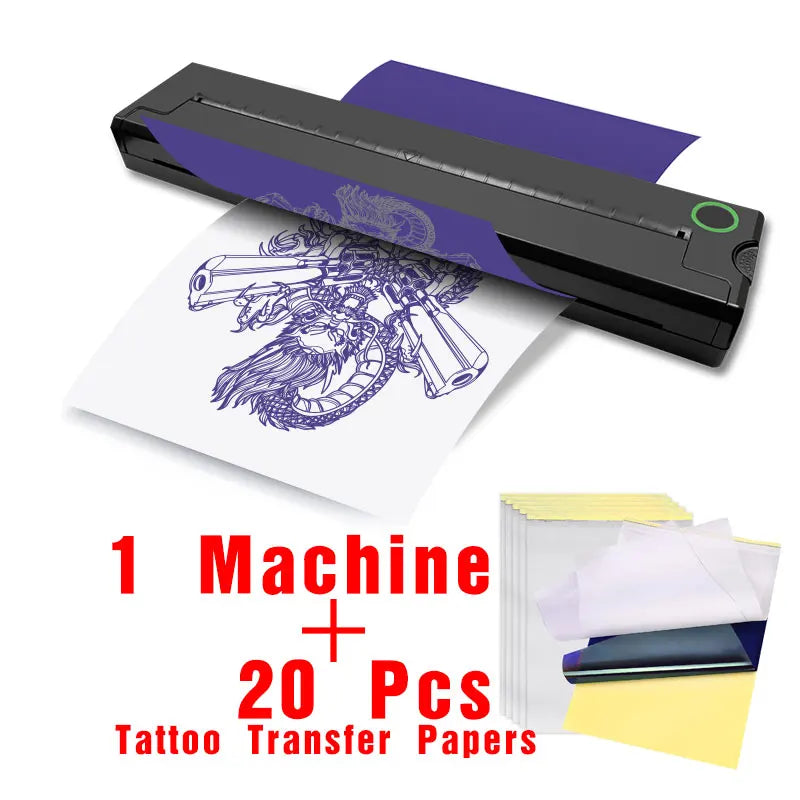 Portable Thermal Tattoo Stencil Printer – A4 Wireless Bluetooth Photo & PDF Printing from Smartphone