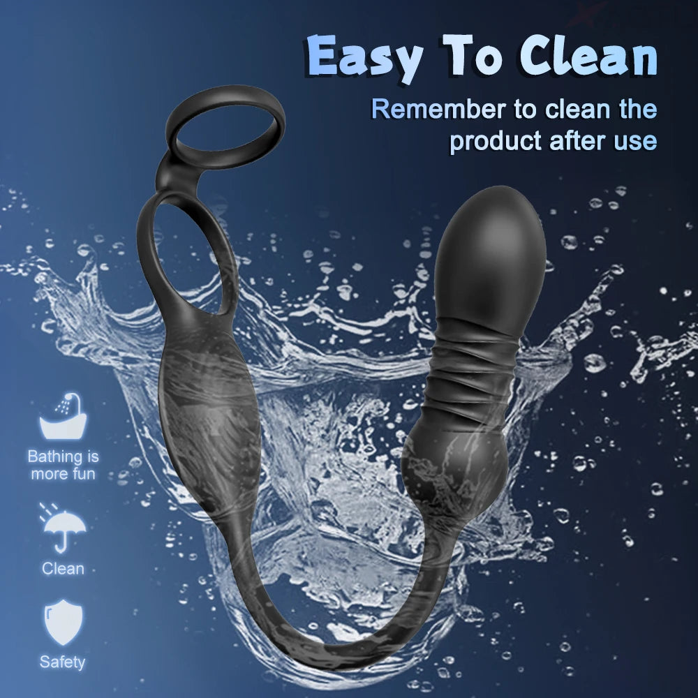App-Controlled Male Penis Ring – Telescopic Anal Vibrator & Prostate Massager, Cock Ring Adult Sex Toy for Men
