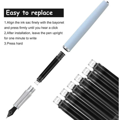 50/100pcs Fountain Pen Ink Cartridges – Black, Blue & Red Refill Set (2.6/3.4mm Bore) High-Quality