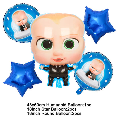 Cartoon Boss Baby Birthday Party Set - Disposable Tableware, Backdrop & Balloons for Kids Baby Shower Decor
