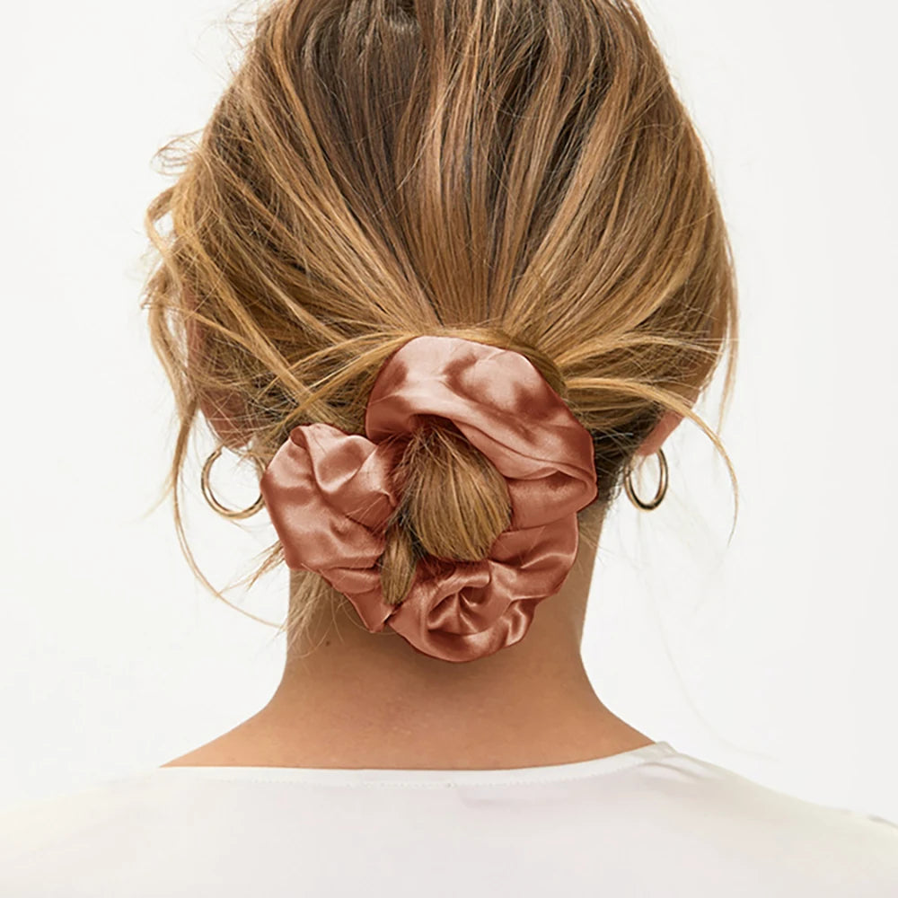 100% Mulberry Silk Hair Scrunchies – 19 Momme Elastic Hair Ties for Women & Girls, Large Soft Ponytail Holders Luxury Hair Accessories