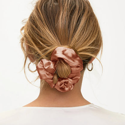 100% Mulberry Silk Hair Scrunchies – 19 Momme Elastic Hair Ties for Women & Girls, Large Soft Ponytail Holders Luxury Hair Accessories