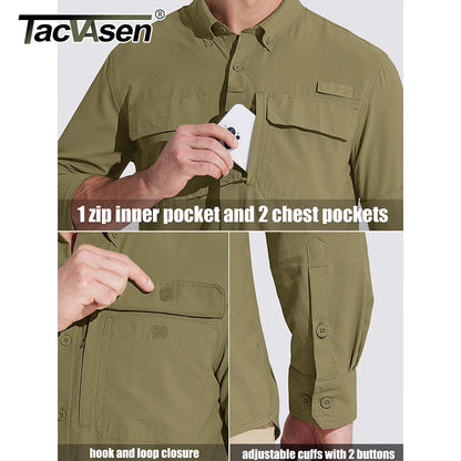 TACVASEN Men's UPF 50+ Fishing Shirt - Quick-Dry Long Sleeve Outdoor Hiking & Work Shirt