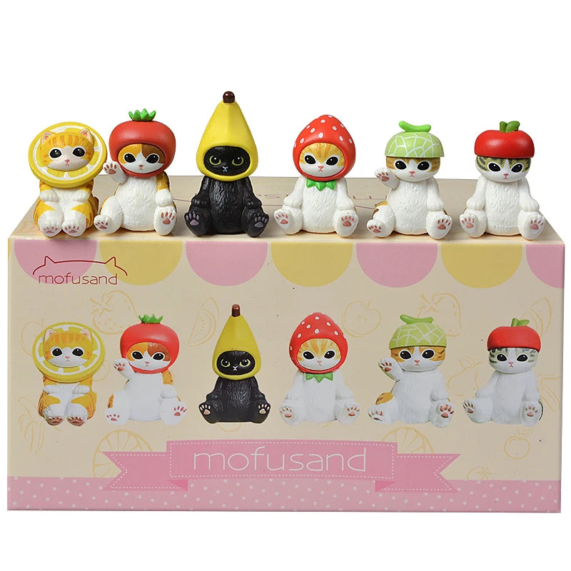 Mofusand Shark Cat Mini Figures - Cute Blind Box Animal Anime Ornaments for Kids and Collectible Gifts