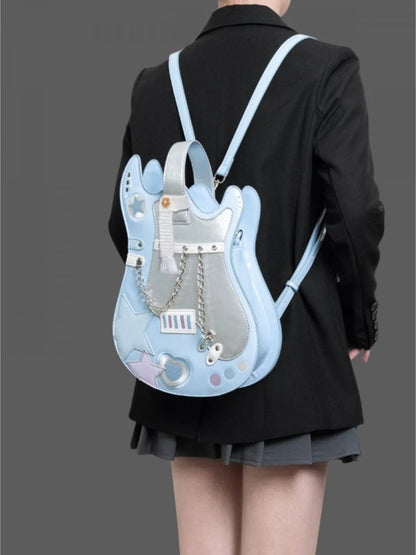 PU Harajuku Guitar Backpack – Cute Y2K Style Mochilas Mujer, Chic Shoulder & Crossbody Bag