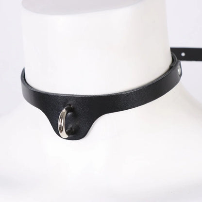 UYEE Harajuku PU Leather Punk Choker Necklace – Gothic Y2K Style Adjustable Collar Belt Pendant Jewelry for Men & Women