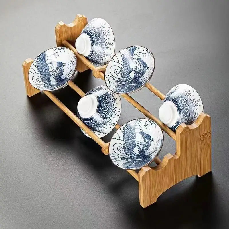 70ML Handmade Blue & White Porcelain Tea Cup – Dragon, Phoenix & Fish Pavilion Design for Chinese Kungfu Tea Ceremony