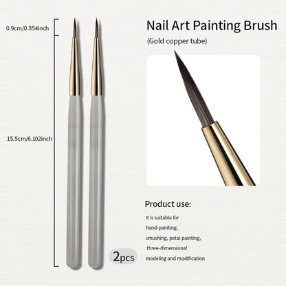 RSNAIL Nail Art Liner Brushes — 18mm Slender Long Line Painting Pen for French Stripe Nail Art, UV Gel DIY Manicure Tool