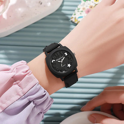 Fashion 3D Arabic Dial Women’s Quartz Watch – Candy Color Silicone Square Band