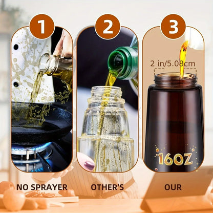 16oz/470ML Brown Oil Sprayer – 2-in-1 Light-Blocking Olive Oil Dispenser Bottle for Cooking and Seasoning
