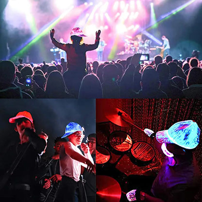 Fiber Optic LED Hat - 7 Colors Luminous Glowing Baseball Cap with USB Charging, Light-Up EDC Performance Cap