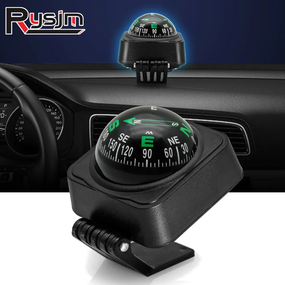 Adjustable Dashboard Car Compass - Ball-Shaped Navigation Guide for Cars, Boats, Cycling & Hiking