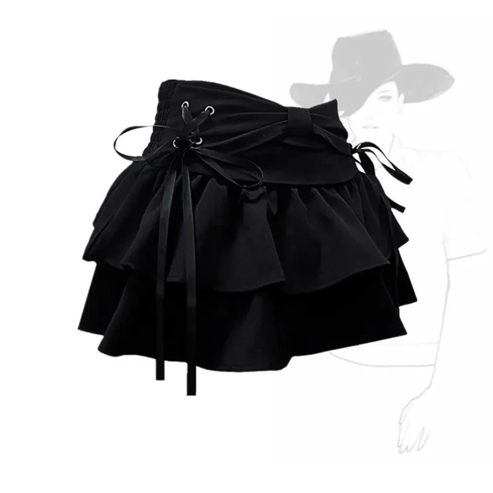 Y2K Kawaii Bow Denim Mini Skirt — Women’s Vintage A-Line Gothic Streetwear Summer Outfit