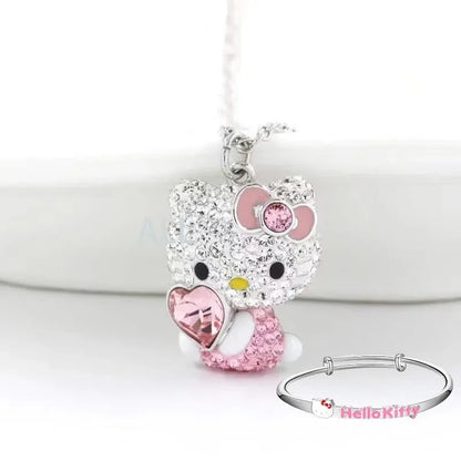 Sanrio Hello Kitty Necklace – Diamond Pendant Clavicle Chain for Girls | Birthday & Holiday Gift
