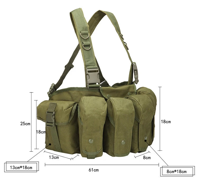 Tactical MOLLE Vest | Quick Release Hunting & CS Training Chest Vest with AK Belly Pockets