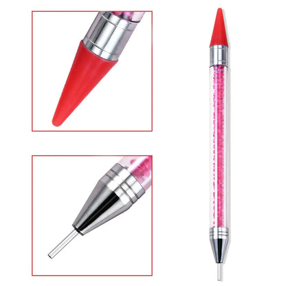 Dual-Ended Rhinestone Picker Pen - Wax Dotting Tool for Nail Art, Crystal Studs & DIY Crafts
