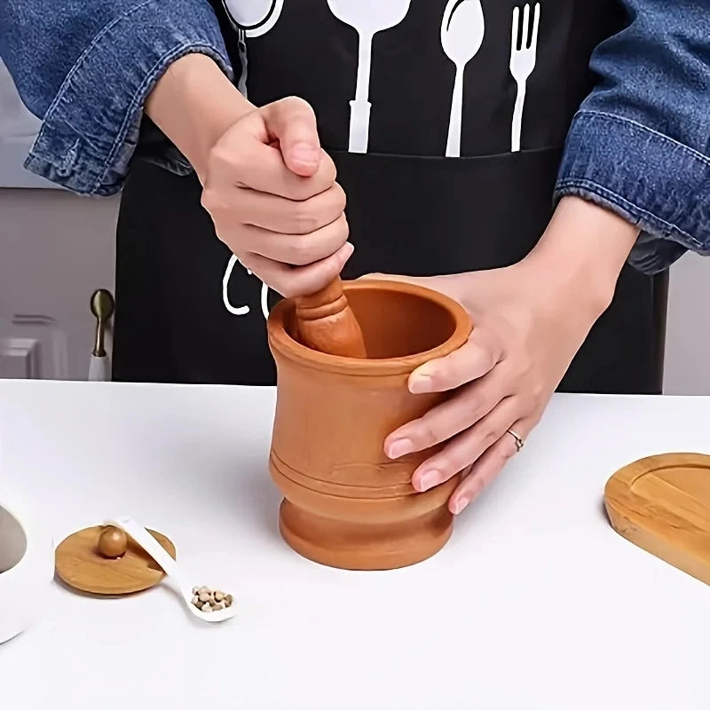 Kitchen Garlic & Chili Mortar and Pestle Set – Garlic Crusher and Household Chili Grinder Bowl