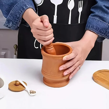 Kitchen Garlic & Chili Mortar and Pestle Set – Garlic Crusher and Household Chili Grinder Bowl
