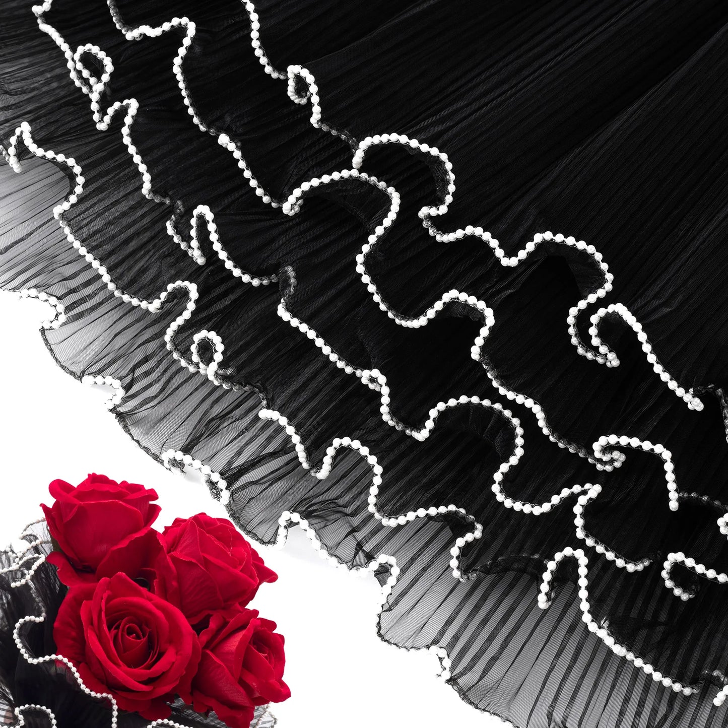 Black Flower Wrapping Paper with Pearl Edges – Florist Style Bouquet Wrap for Wedding & Gift Packaging