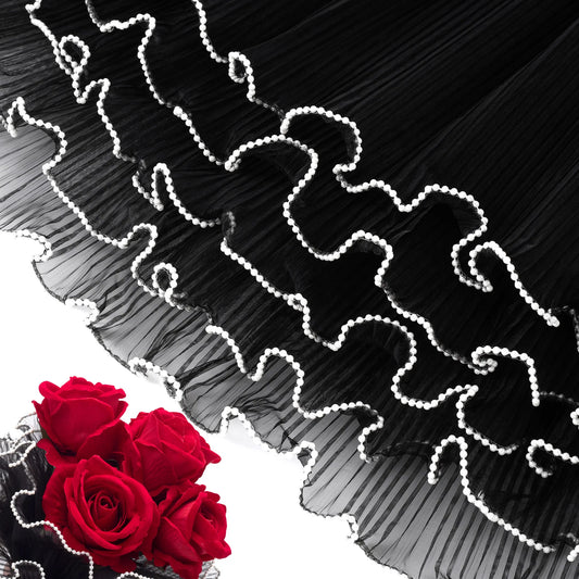 Black Flower Wrapping Paper with Pearl Edges – Florist Style Bouquet Wrap for Wedding & Gift Packaging