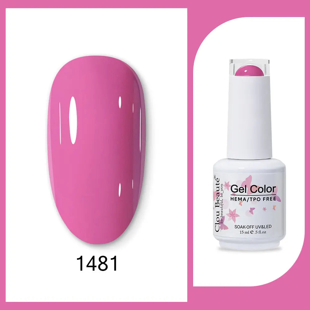 Clou Beaute 15ml Gel Nail Polish Set – Red Black White Green Neon UV Soak-Off Semi-Permanent Nail Varnish Base & Velvet Top Coat