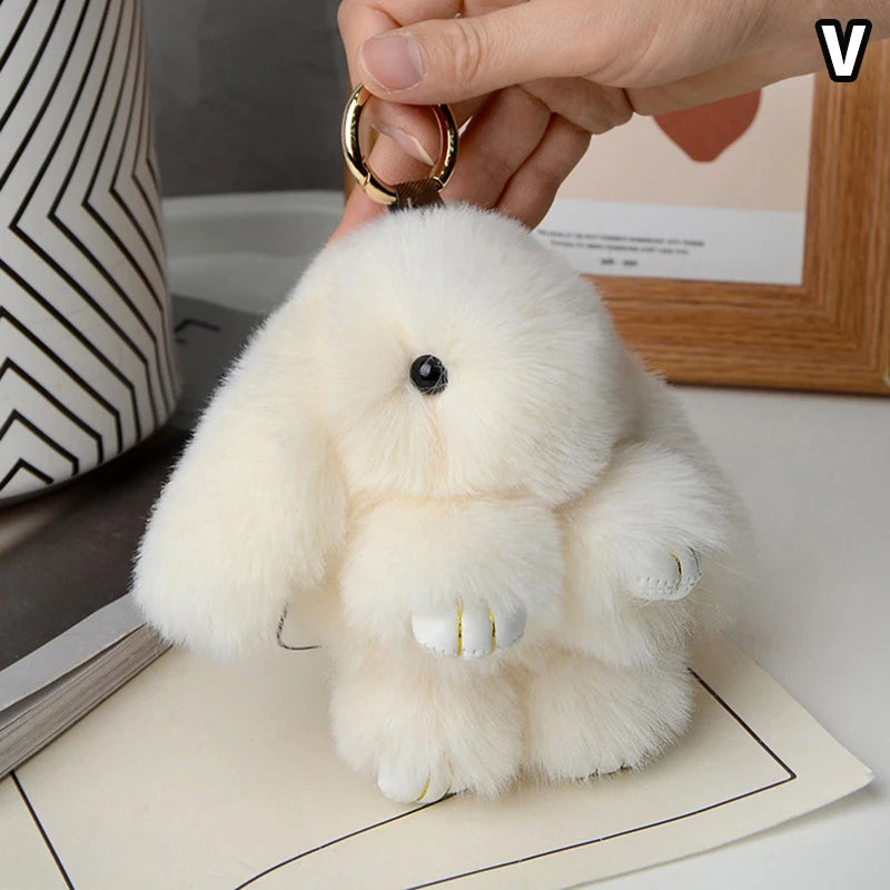 15cm Rabbit Fur Keychain - Soft Bag & Car Pendant Charm for Women, Jewelry Accessory Gift