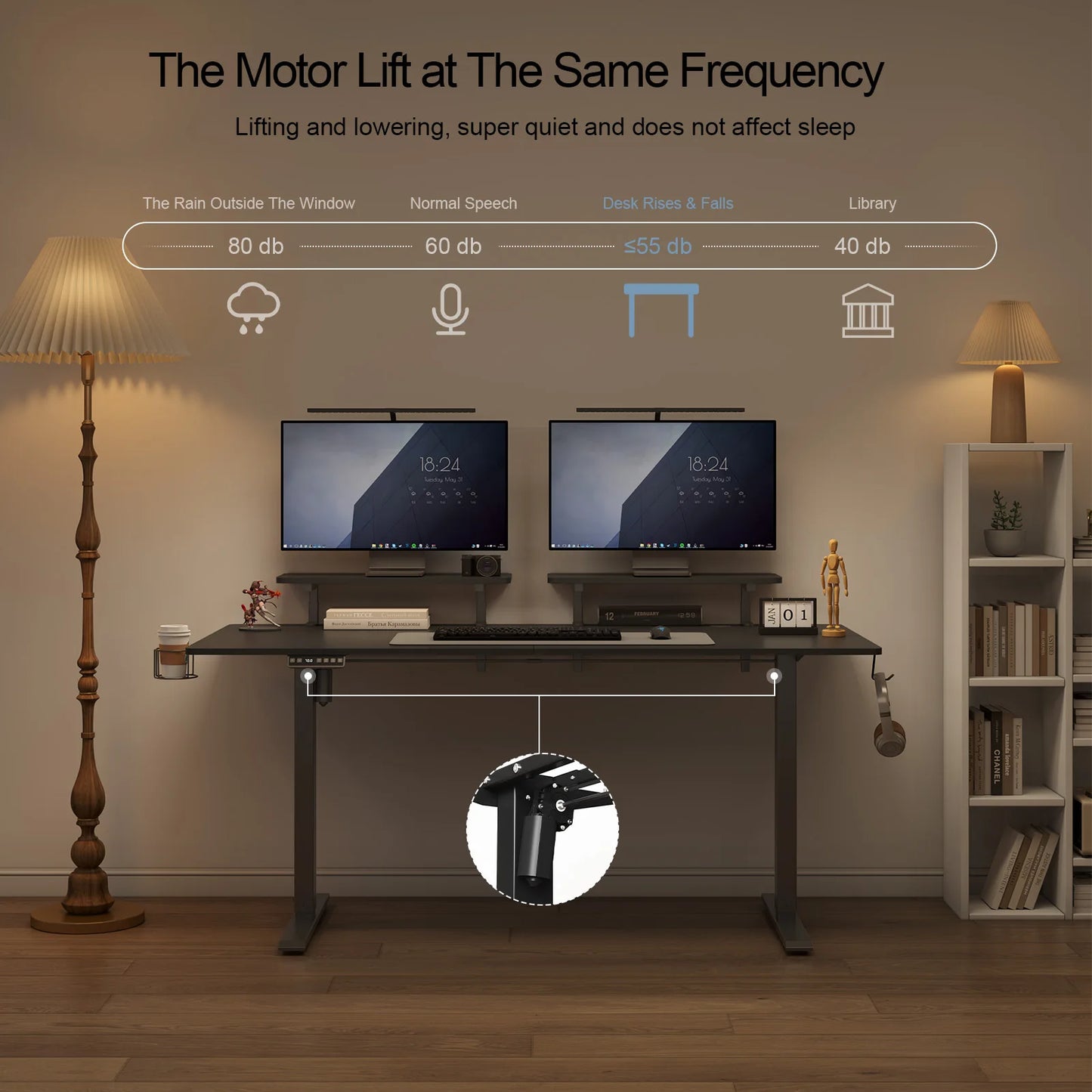Electric Standing Desk with 2 Adjustable Monitor Shelves – Memory Controller & Height Adjustable Stand Up Desk