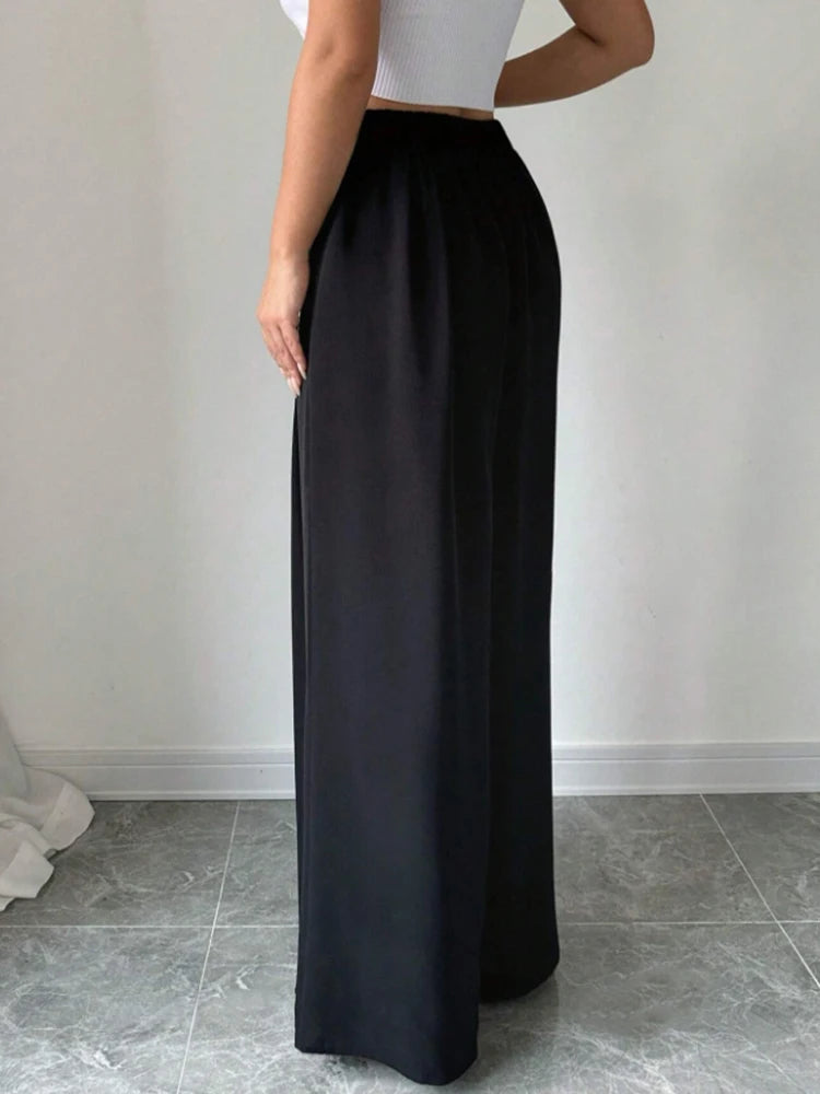 Women's High Waist Wide Leg Pants - Elegant Spring Summer Long Trousers