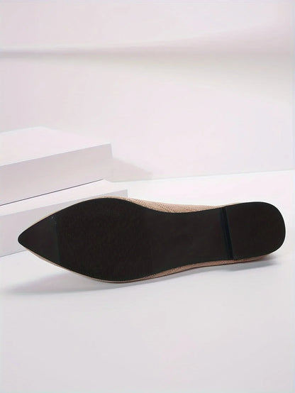 Women’s Pointed Toe Knitted Slip-On Flats – Solid Color Casual Breathable Ballet Loafers