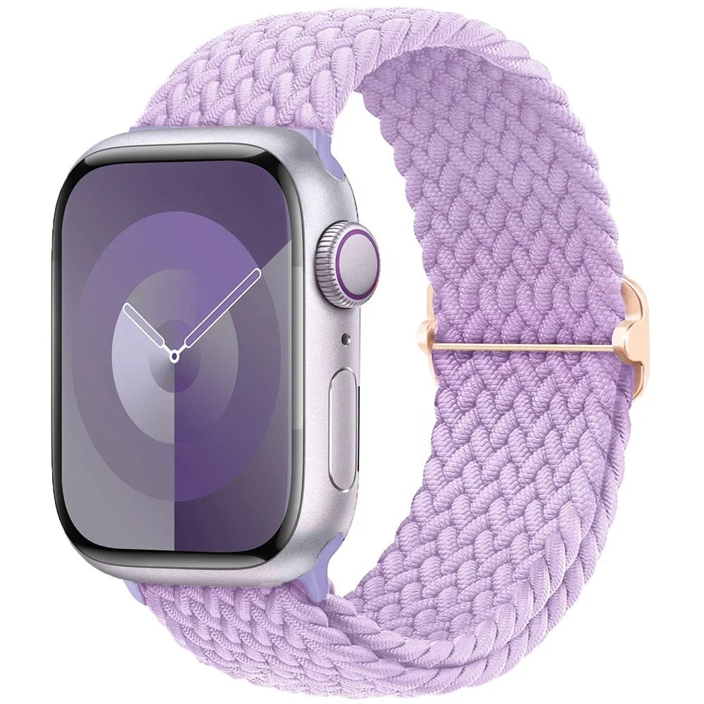 Braided Solo Loop Apple Watch Ultra Band – Elastic Nylon Adjustable Bracelet Strap for iWatch SE, Series 3–9 (38mm–49mm)